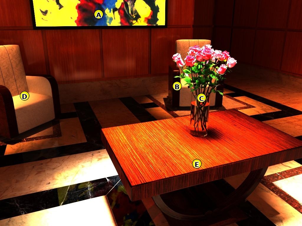 Labeled lounge scene.